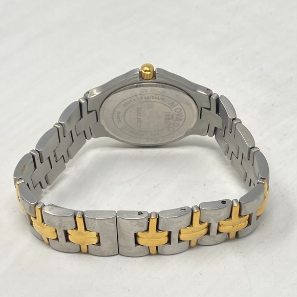 Movado Olympian Watch Men 36mm Silver Gold Tone Date 81.E2.887.2 New Battery 7" - Picture 12 of 14